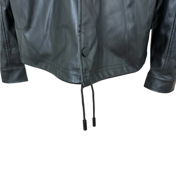 Zara Faux Black Leather Long Sleeves Oversized Jacket Size Medium - Picture 4 of 11